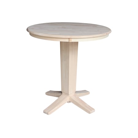 International Concepts 36 in. Solid Wood Round Top Pedestal Dining Table - 35.9 in. High, Unfinished K-36RT-23B-36